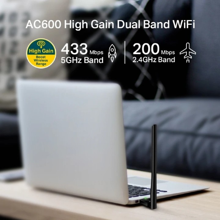 TP-link Archer T2U Plus AC600 High Gain Wi-Fi Dual Band USB Adapter