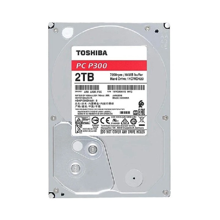 Toshiba HDD 2TB, HDWD220UZSVA, 128 MB SATA 3
