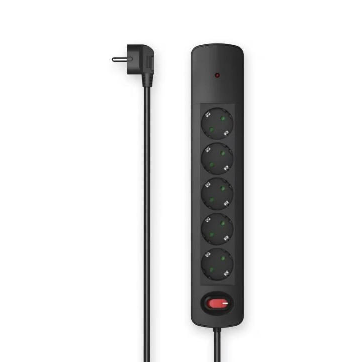 HAMA produžni prenaponski kabal 5 utičnica 1.5m, prenaponski, sa prekidačem, crni