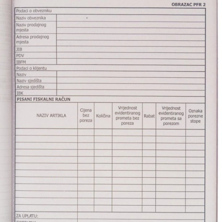 Pisani Fiskalni račun PFR2