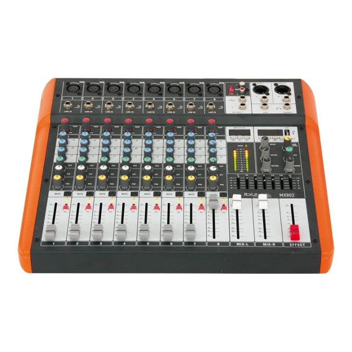 MIKSETA IBIZA MX802 8 kanala, USB/BT, efekat, 7EQ, Phantom P.
