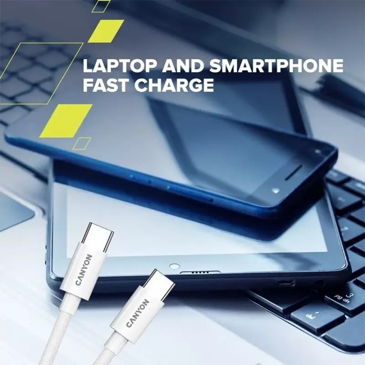 Canyon kabal CC100SC USB-C - USB-C 100W 2m, bijeli, CNS-CC100SC20W